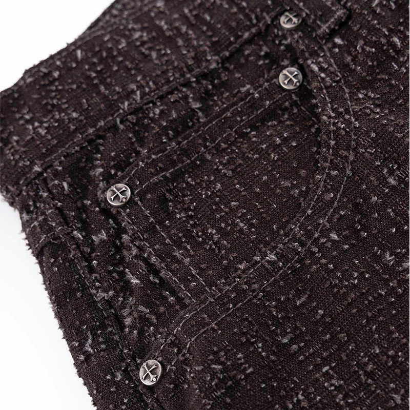 MULTIPLE CROSS LEATHER PATCH BAGGY DENIM -2.COLOR-