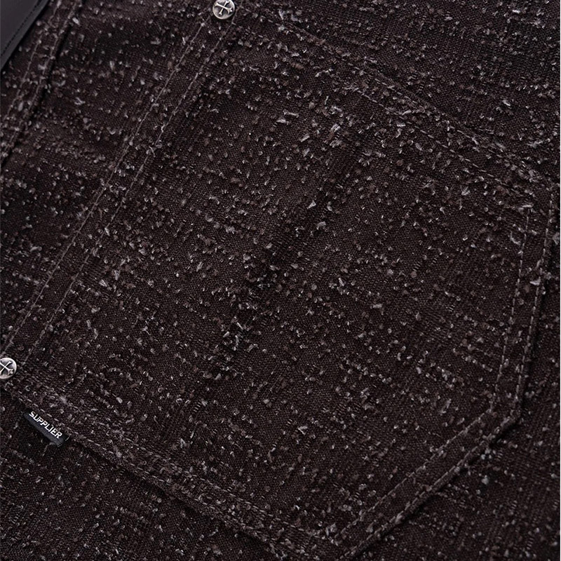 MULTIPLE CROSS LEATHER PATCH BAGGY DENIM -2.COLOR-