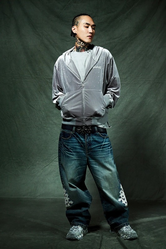 MICRO CROSS RHINESTONE VELOUR ZIP HOODIE -2.COLOR-