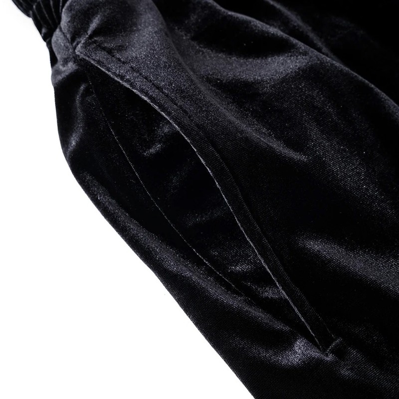 MICRO CROSS RHINESTONE VELOUR TRACK PANTS -2.COLOR-