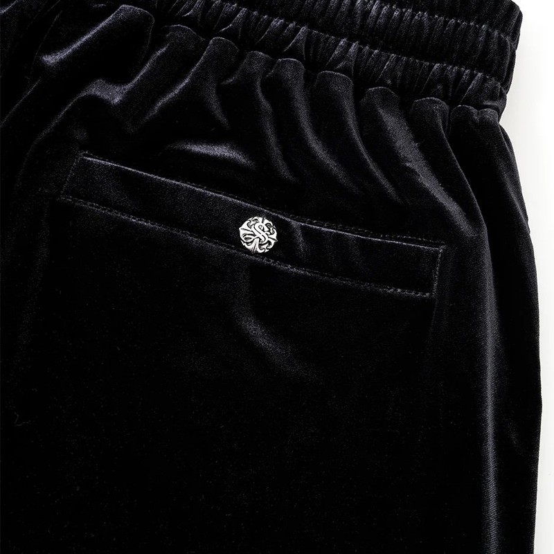 MICRO CROSS RHINESTONE VELOUR TRACK PANTS -2.COLOR-