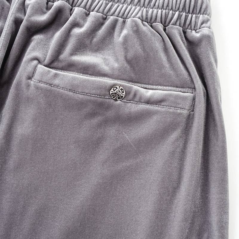 MICRO CROSS RHINESTONE VELOUR TRACK PANTS -2.COLOR-