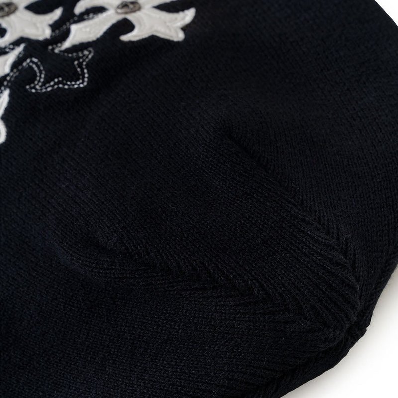 MULTIPLE CROSS LEATHER PATCH BEANIE -2.COLOR-