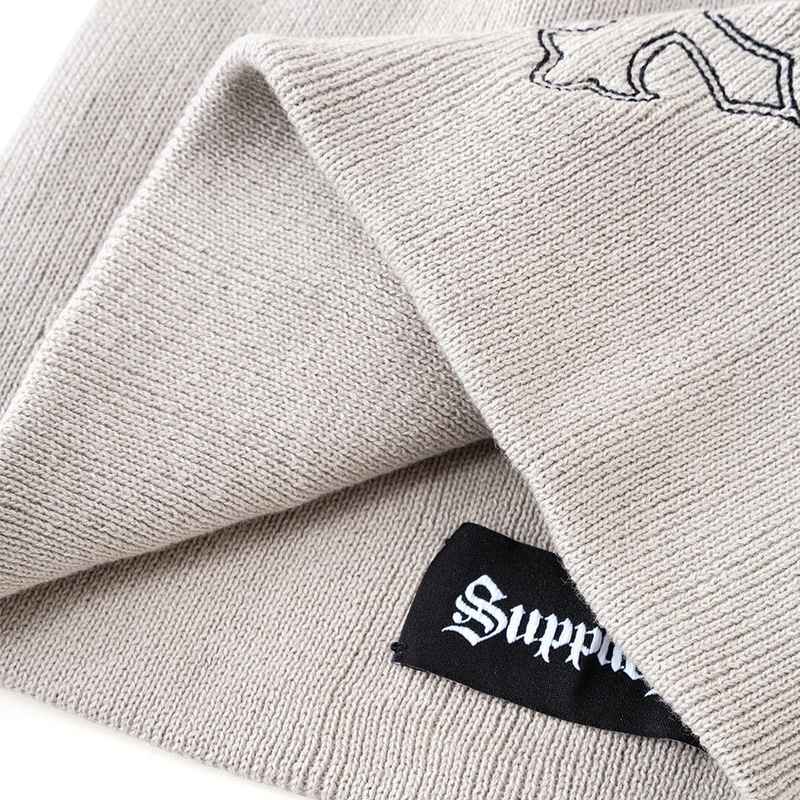 MULTIPLE CROSS LEATHER PATCH BEANIE -2.COLOR-