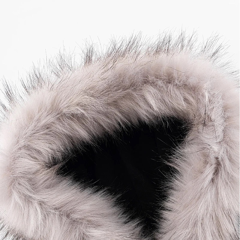 FAUX FUR CROSS ZIP HOODIE -2.COLOR-