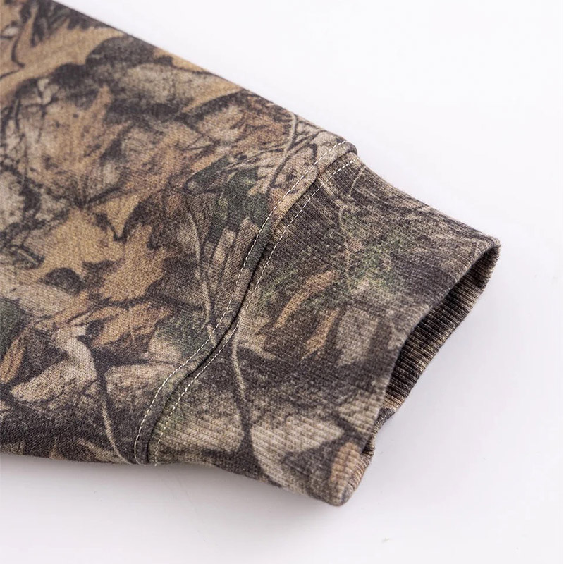 TREE CAMO FAUX FUR CROSS ZIP HOODIE -CAMO-