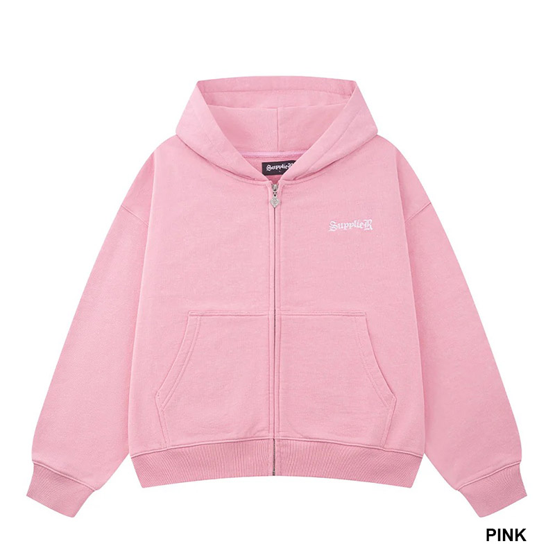 SPRAY CROSS RHINESTONE ZIP HOODIE -2.COLOR-