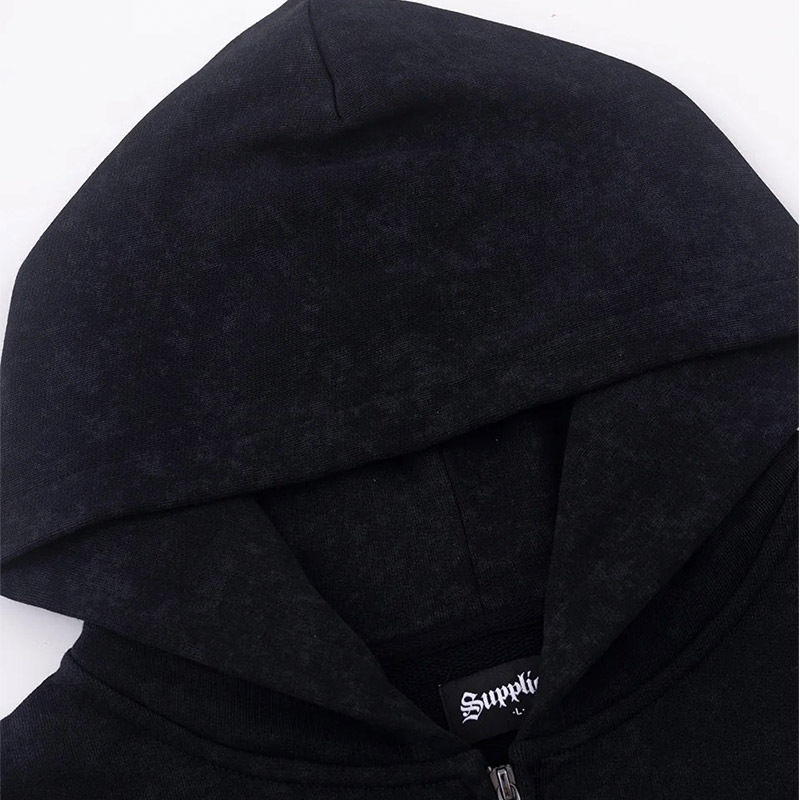 SPRAY CROSS RHINESTONE ZIP HOODIE -2.COLOR-
