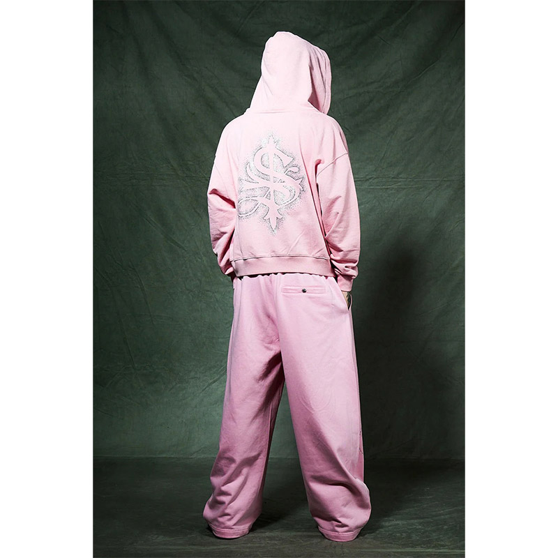 SPRAY CROSS RHINESTONE ZIP HOODIE -2.COLOR-
