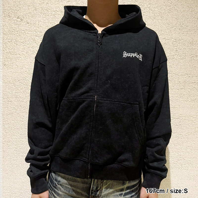 SPRAY CROSS RHINESTONE ZIP HOODIE -2.COLOR-