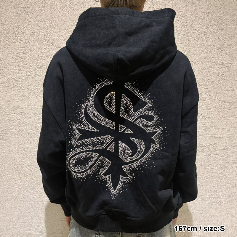 SPRAY CROSS RHINESTONE ZIP HOODIE -2.COLOR-