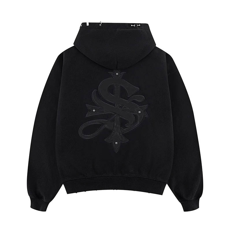 PIERCED TRIBAL CROSS HOODIE -3.COLOR-