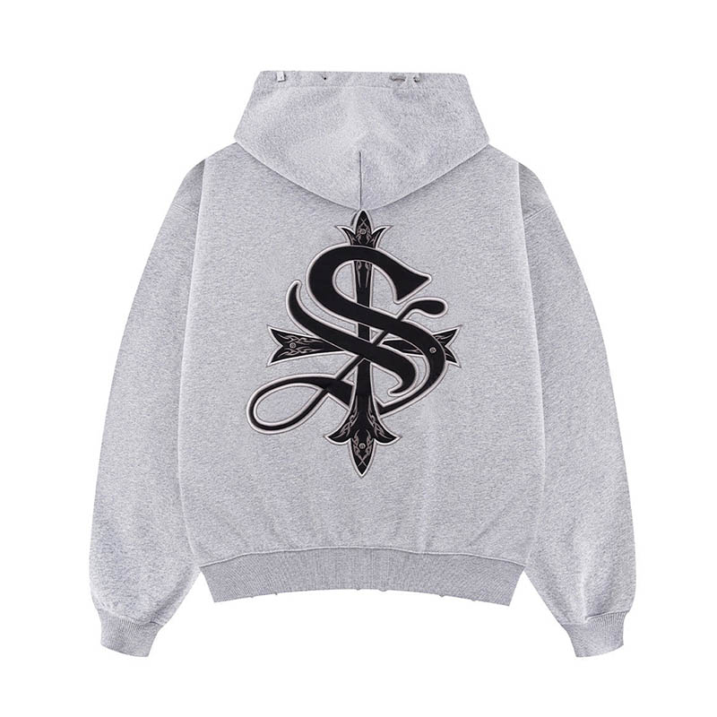 PIERCED TRIBAL CROSS HOODIE -3.COLOR-