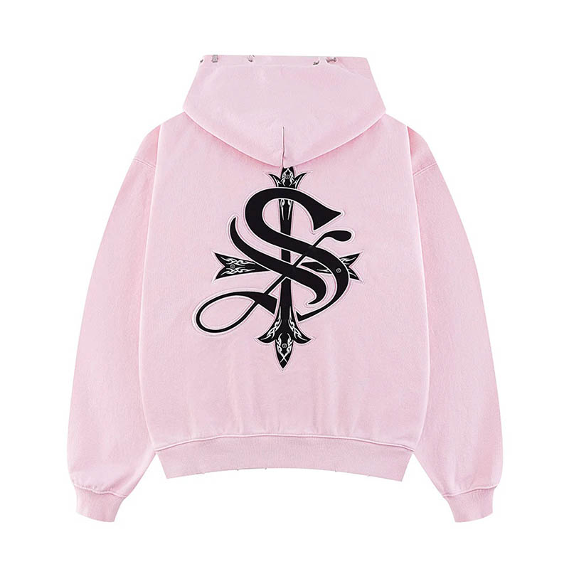 PIERCED TRIBAL CROSS HOODIE -3.COLOR-