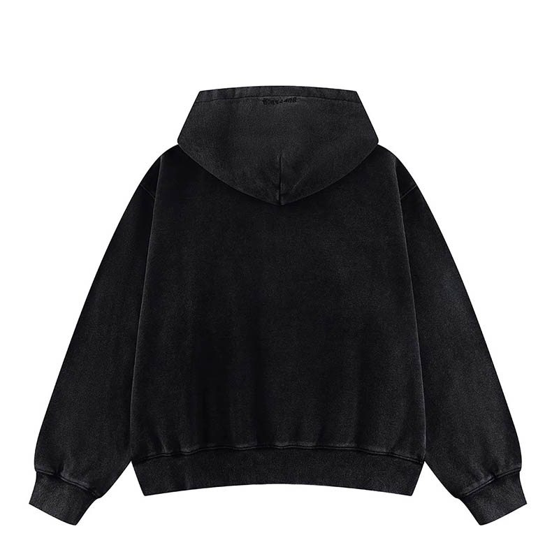 DUSTY IRON CROSS RHINESTONE ZIP HOODIE -BLACK-