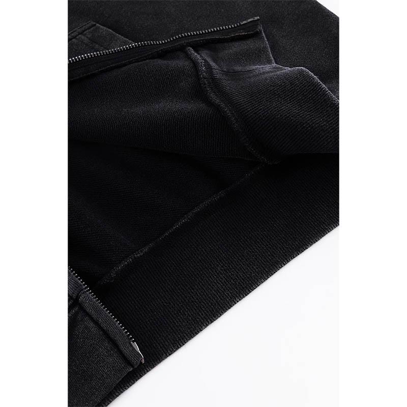 DUSTY IRON CROSS RHINESTONE ZIP HOODIE -BLACK-