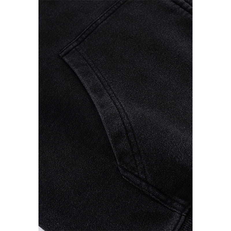 DUSTY IRON CROSS RHINESTONE ZIP HOODIE -BLACK-