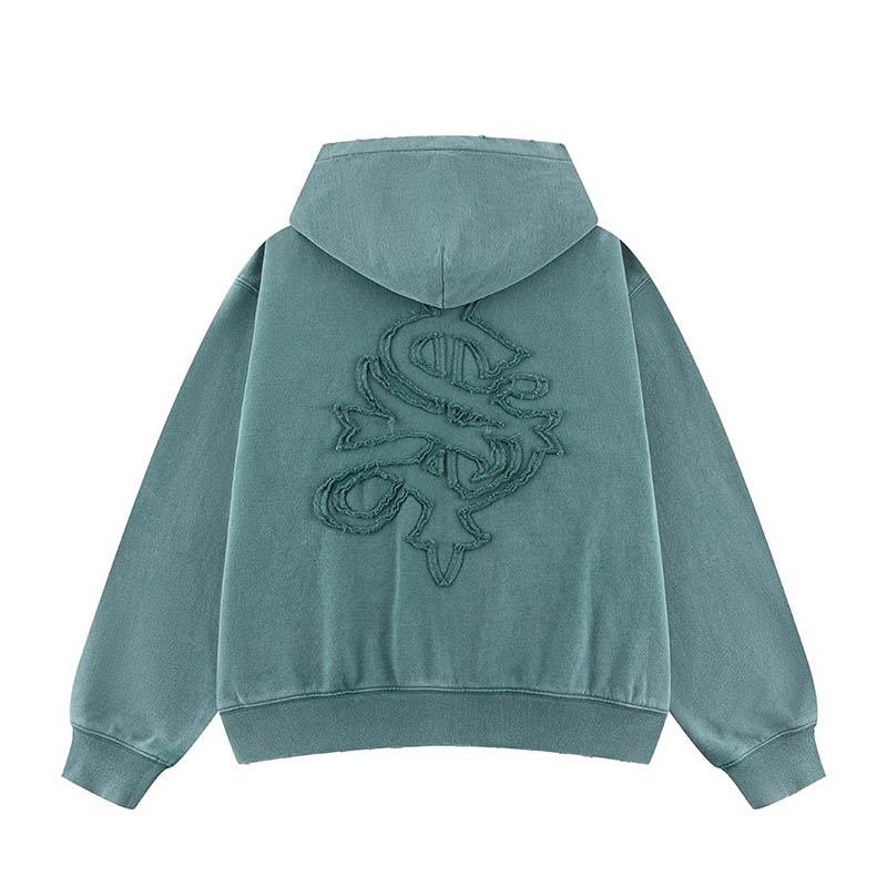 DISRTESSED CROSS ZIP HOODIE -2.COLOR-