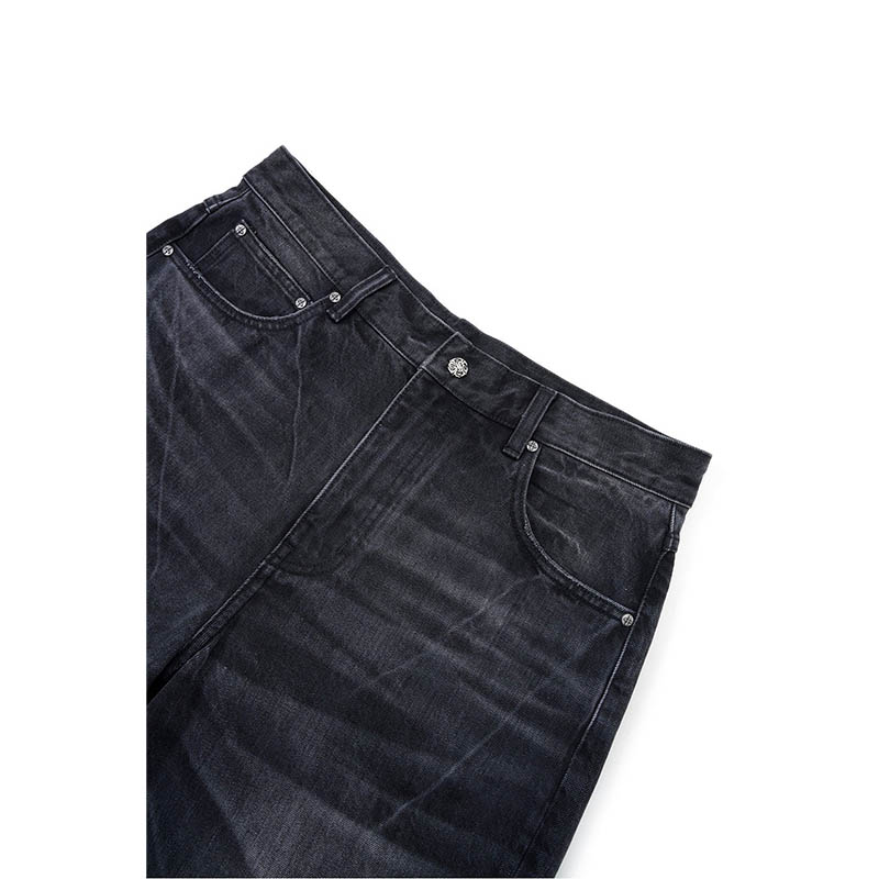 MULTIPLE CROSS LEATHER PATCH DENIM -2.COLOR-