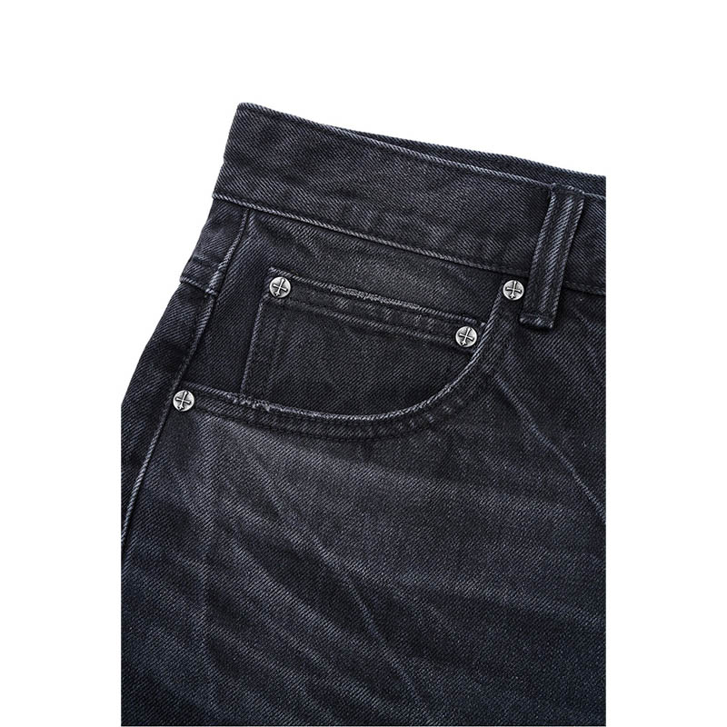 MULTIPLE CROSS LEATHER PATCH DENIM -2.COLOR-