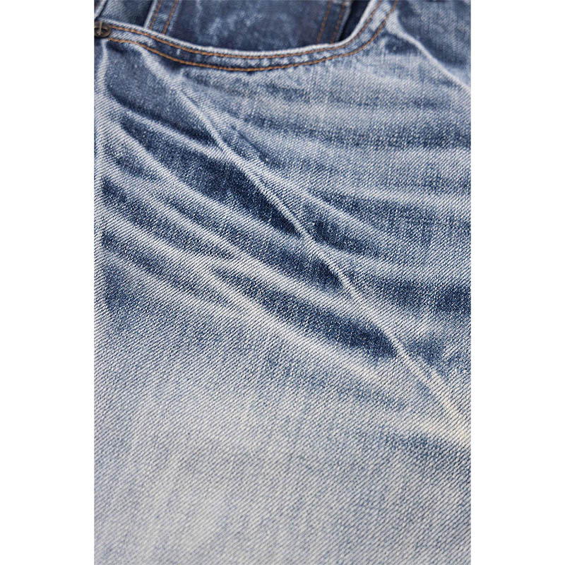 MULTIPLE CROSS LEATHER PATCH DENIM -2.COLOR-