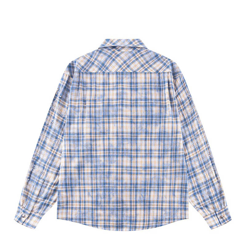 RHINESTONE CROSS CHECK SHIRT -2.COLOR-