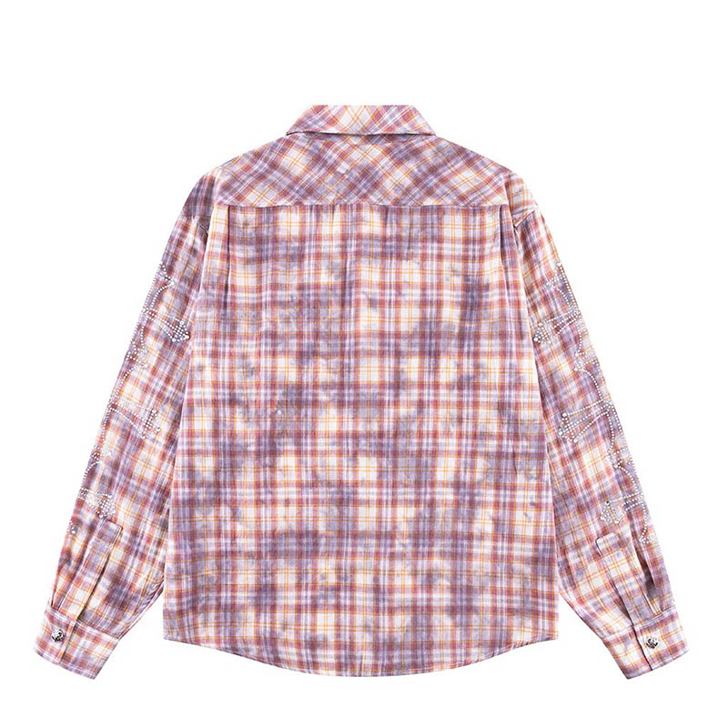 RHINESTONE CROSS CHECK SHIRT -2.COLOR-