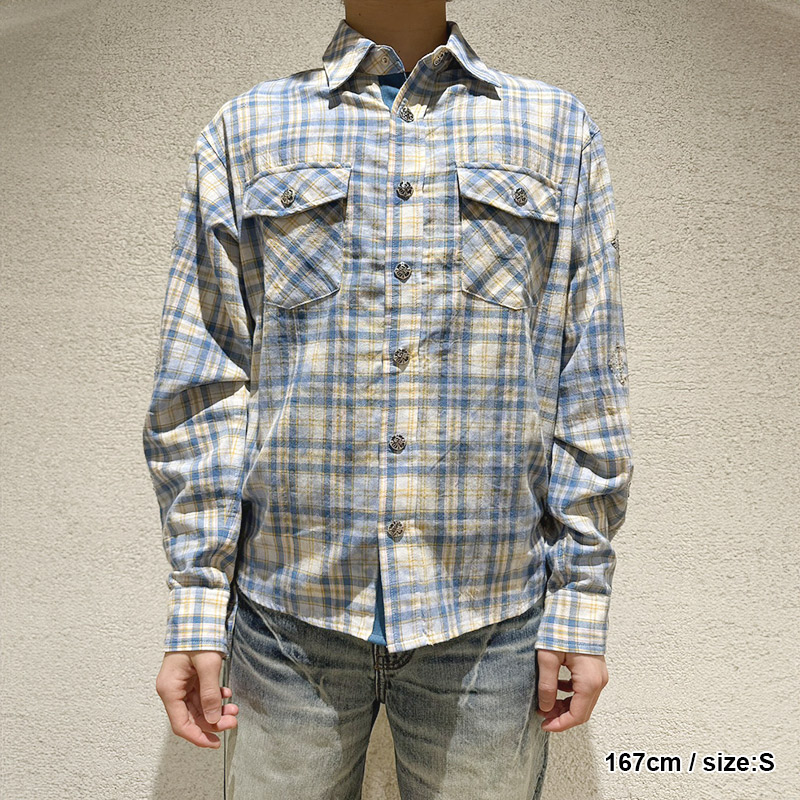 RHINESTONE CROSS CHECK SHIRT -2.COLOR-