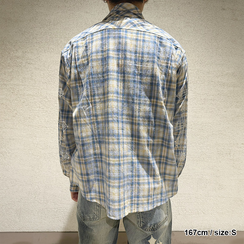RHINESTONE CROSS CHECK SHIRT -2.COLOR-