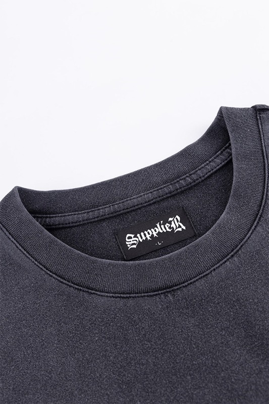 VINTAGE WASH EMBROIDERY CROSS TEE -2.COLOR-