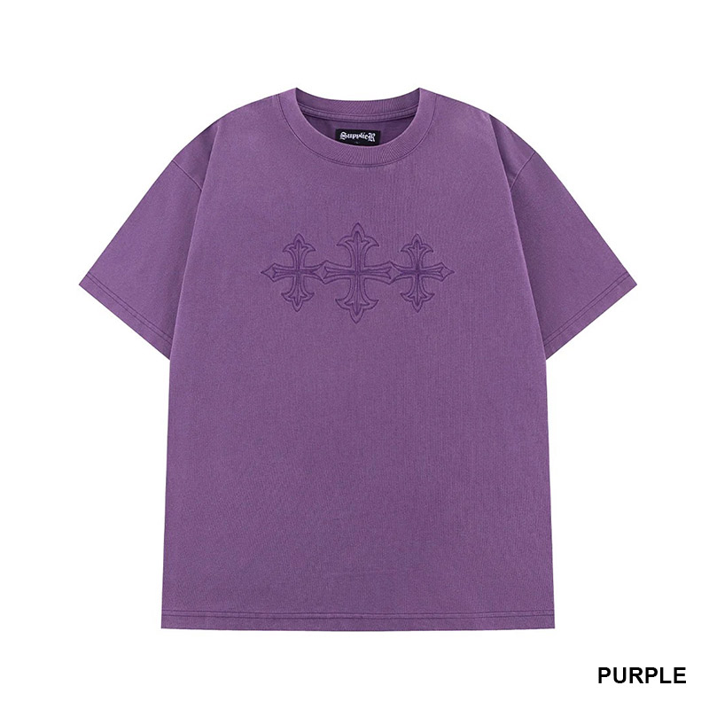 VINTAGE WASH EMBROIDERY CROSS TEE -2.COLOR-