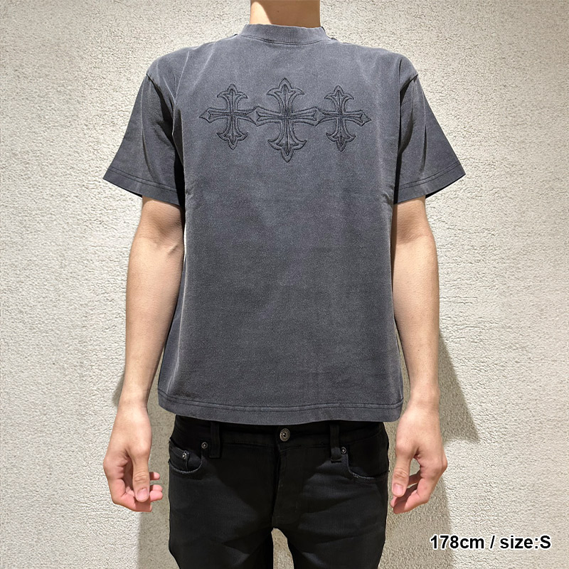 VINTAGE WASH EMBROIDERY CROSS TEE -2.COLOR-