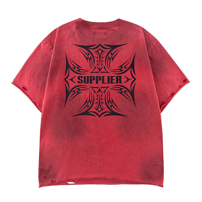 DISTRESSED TRIBAL IRON CROSS LOGO TEE -2.COLOR-