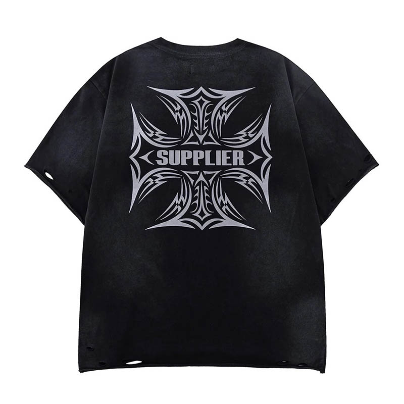 DISTRESSED TRIBAL IRON CROSS LOGO TEE -2.COLOR-