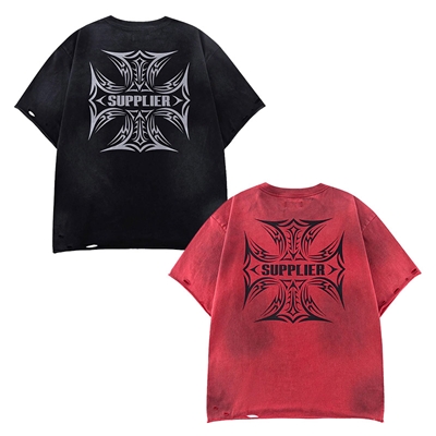 DISTRESSED TRIBAL IRON CROSS LOGO TEE -2.COLOR-