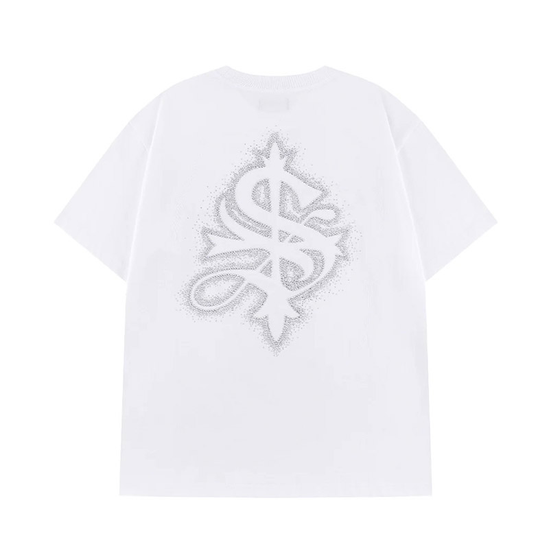 SPRAY CROSS RHINESTONE TEE -2.COLOR-