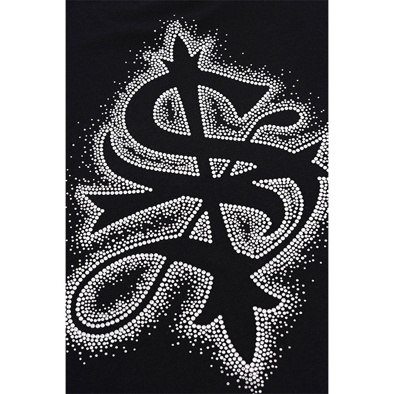 SPRAY CROSS RHINESTONE TEE -2.COLOR-