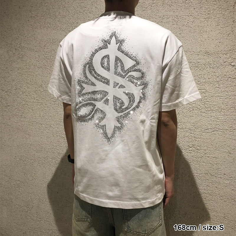 SPRAY CROSS RHINESTONE TEE -2.COLOR-