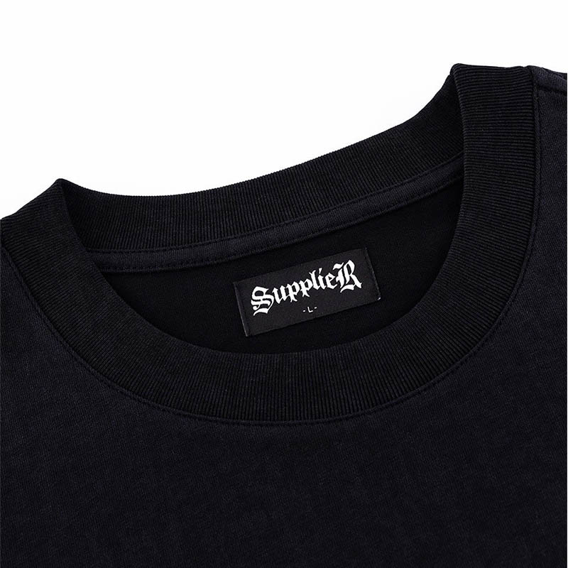VINTAGE WASH STAB LOGO RHINESTONE TEE -BLACK-