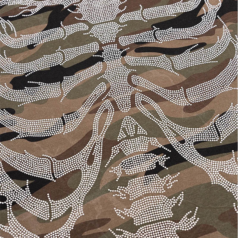 RHINESTONE FIRE BONES TEE -CAMO-