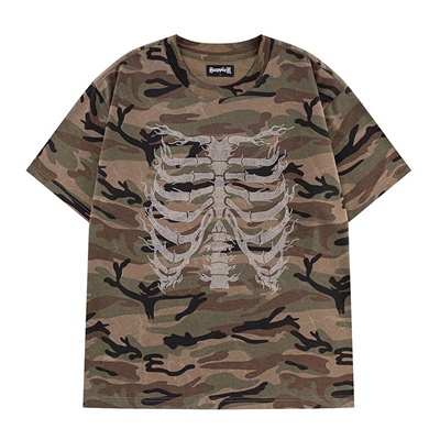 RHINESTONE FIRE BONES TEE -CAMO-