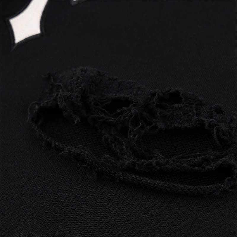 MULTIPLE CROSS LEATHER PATCH LOOSE FIT SWEAT PANTS -BLACK-