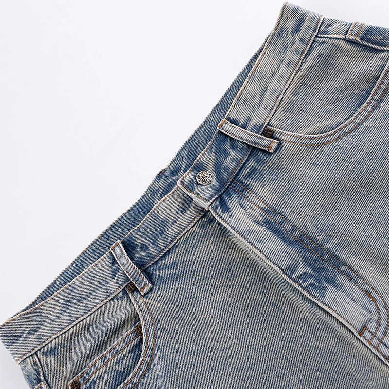 ROYAL CROSS RHINESTONE BAGGY DENIM SHORTS -2.COLOR-