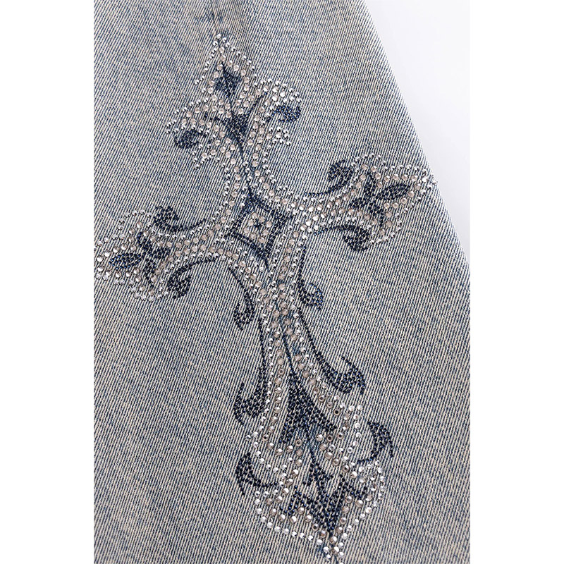 ROYAL CROSS RHINESTONE BAGGY DENIM SHORTS -2.COLOR-