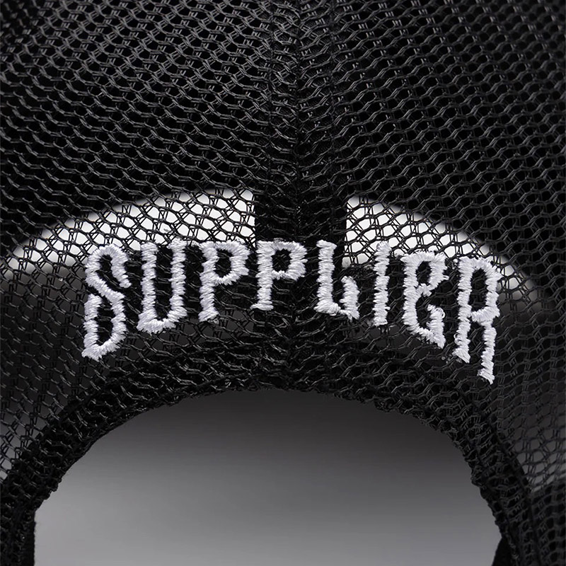 IRON CROSS LEATHER PATCH MESH CAP -BLACK × WHITE-