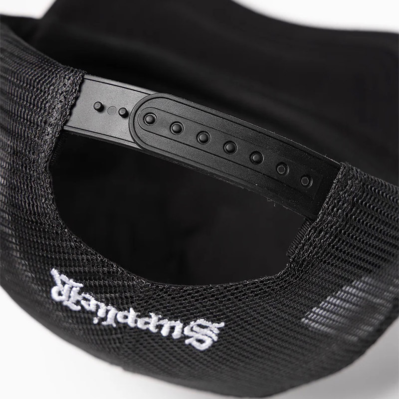 FLEUR LEATHER PATCH MESH CAP -BLACK × BLACK-