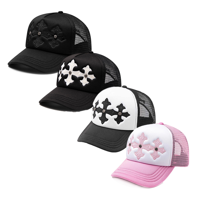 CROSS LEATHER PATCH MESH CAP -4.COLOR-