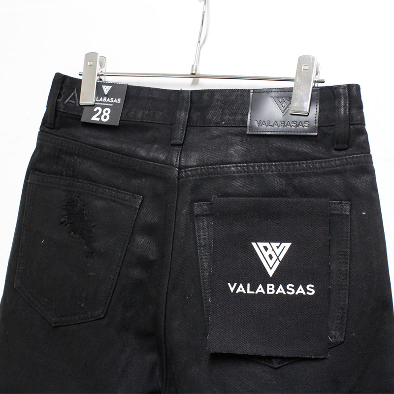 SNAPPED BAGGY DENIM SHORTS -BLACK-