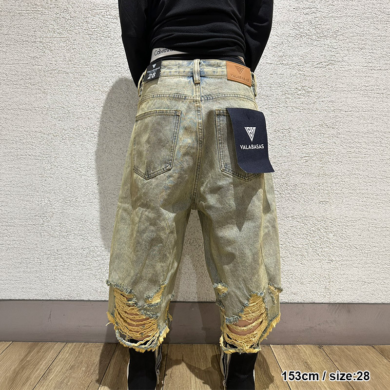 ICELAND DENIM SHORTS -USED BLUE DENIM-