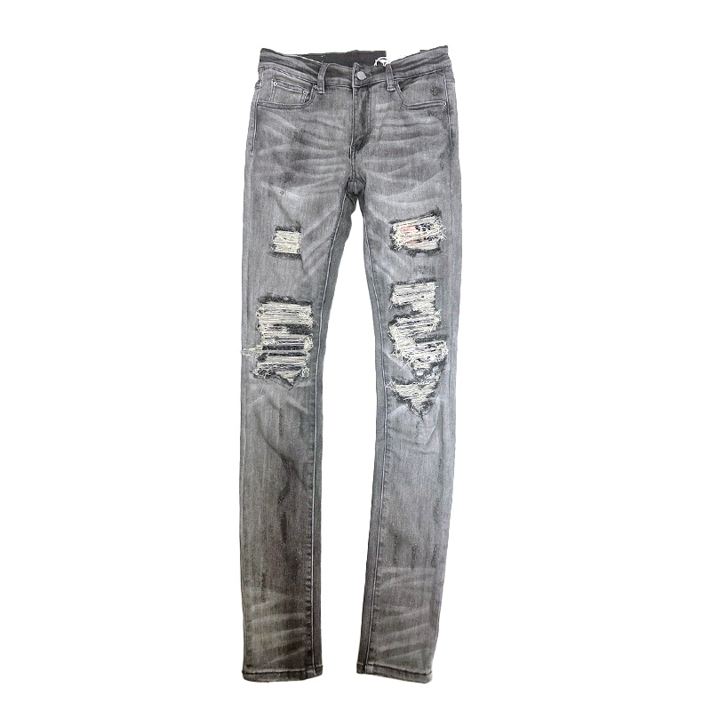X284 MOTO SKINNY DENIM -GREY-